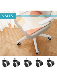 YOUGE 5-Piece Heavy Duty Replacement Office Chair Caster Wheel Set, Computer Chair Mute Wheel Rotating Rubber Wheels for Wood Floors and Carpet, Black/White/Silver  - Image 3