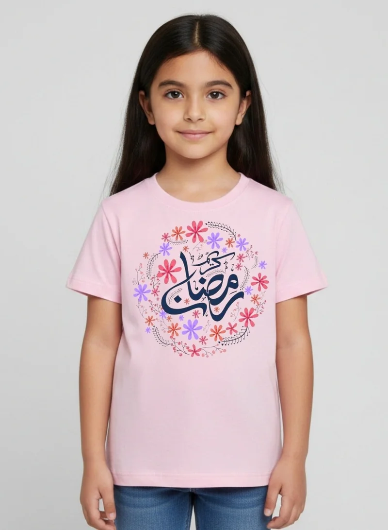 بيبي كلو Girls Ramadan Floral Arabic Print Cotton T-Shirt