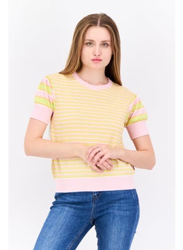 Levi's Women Crew Neck Stripe Sweater, Pink  - Image 1