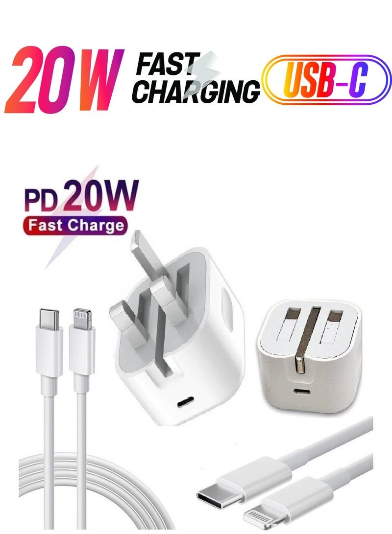Gravity 2 PACK iPhone 13 12 11 Pro Mini XR XS MAX Fast Charging USB-C PD Plug Charger Cable - Image 1