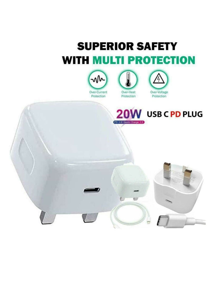 Gravity 2 PACK iPhone 13 12 11 Pro Mini XR XS MAX Fast Charging USB-C PD Plug Charger Cable - Image 3