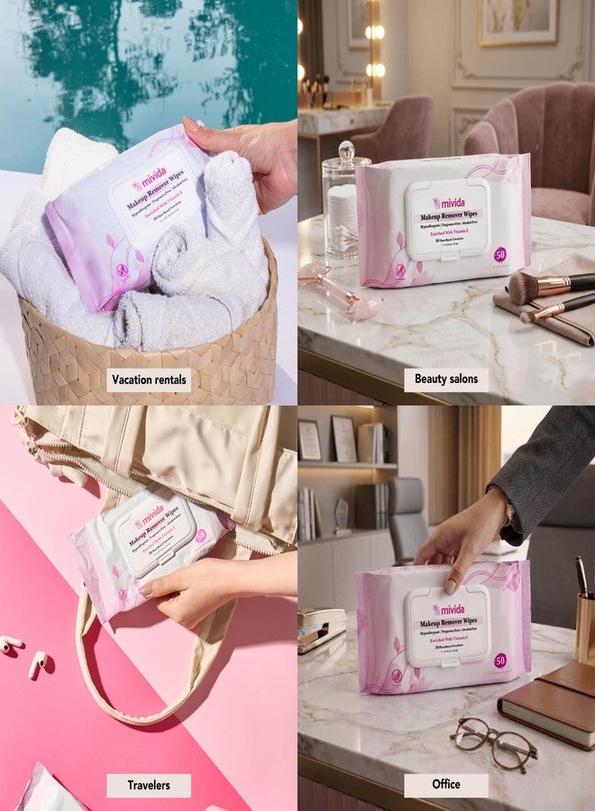ميڤيدا مناديل ميفيدا ٥٠٠ منديل، ١٠ عبوات × ٥٠ منديل | مناديل مضادة للحساسية لإزالة المكياج، غنية بفيتامين هـ | مناديل تنظيف الوجه للبشرة الحساسة، مختبرة من قبل أطباء الجلدية، خالية من الكحول والعطور - Image 5
