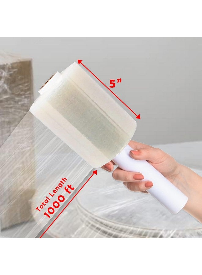 Yens 2 Pack 5" Inch 1000 Ft Roll 80 Gauge Total 2000 Ft Mini Hand Stretch Wrap Industrial Strength Mini Hand Stretch Wrap Moving Supplies Durable Heavy Duty Shrink Film - Image 2