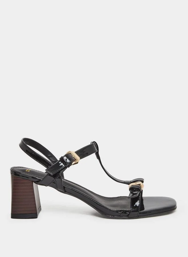 Styli Styli Elegant Black Block Heel Sandals
