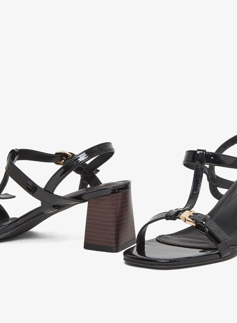 Styli Elegant Black Block Heel Sandals - Image 4