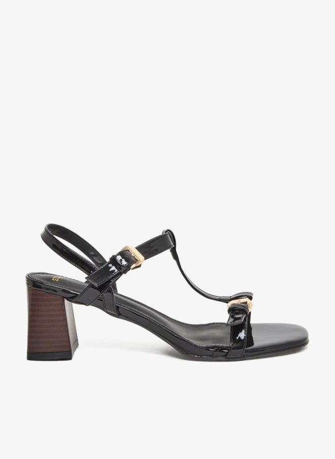 Styli Elegant Black Block Heel Sandals - Image 1