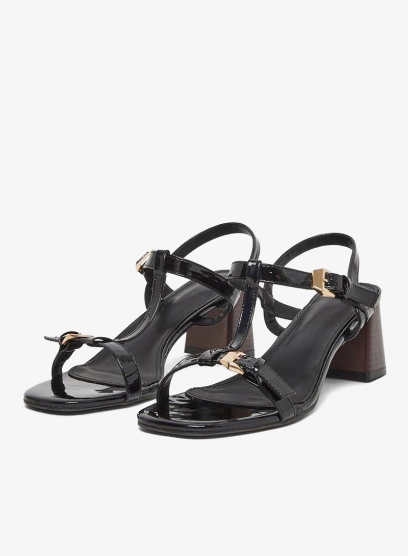 Styli Elegant Black Block Heel Sandals - Image 3
