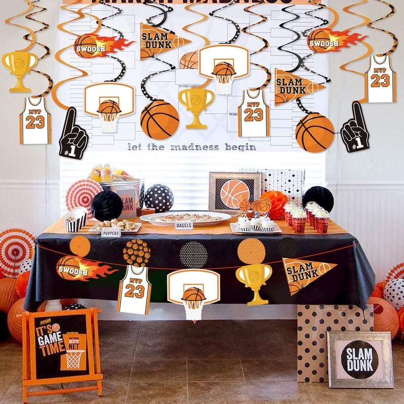 Levfla Basketball Party Decorations Basketball Hanging Swirl Decorations for Sports Birthday Decor Basketball Game Sports Theme Birthday Party Supplies - Image 2