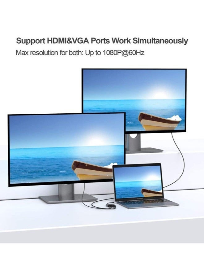 Chixing محول USB C إلى HDMI VGA ، محول USB نوع C إلى VGA HDMI محول Thunderbolt 3 VGA لجهاز MacBook Pro / iPad Pro / Air 2020 2019 2018 ، Dell XPS 13/15 ، Surface Pro ، Galaxy S8/S9 ، Huawei P20  - Image 3
