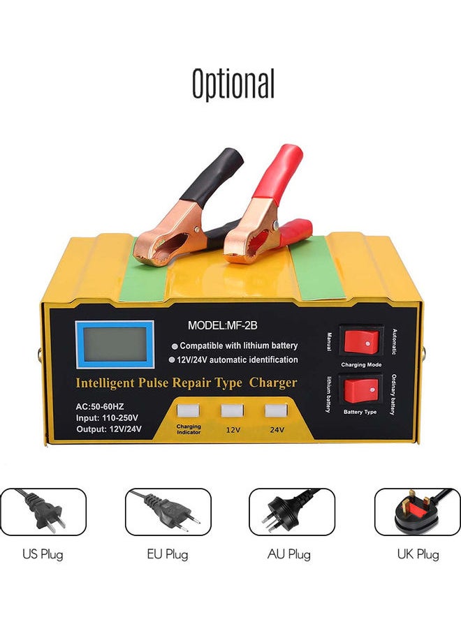12V/24V Battery Charger Intelligent Pulse Repair Type Charger with Digital Display for Car Cell Motorcycle Battery AU Plug