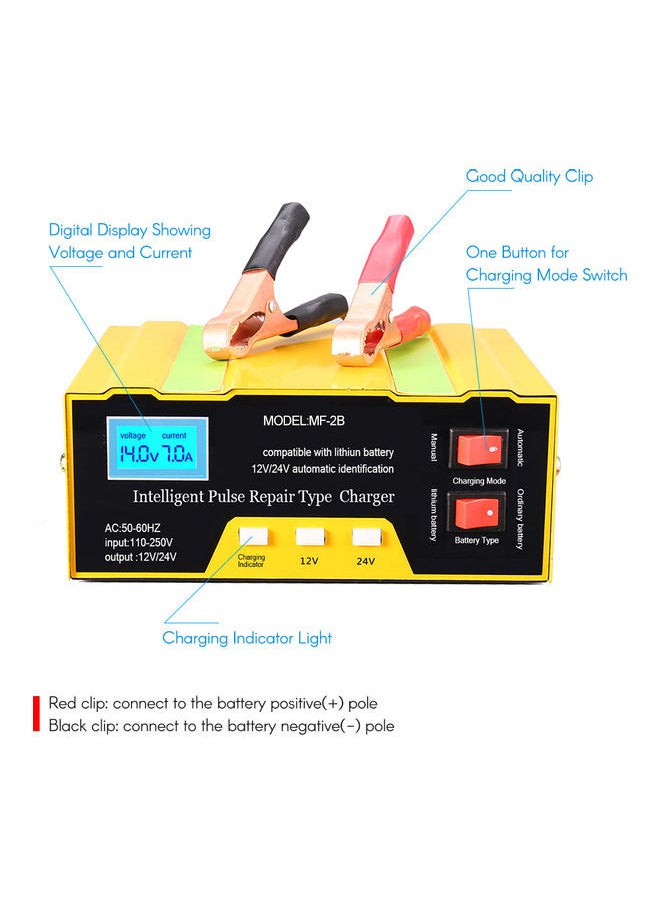 12V/24V Battery Charger Intelligent Pulse Repair Type Charger with Digital Display for Car Cell Motorcycle Battery AU Plug