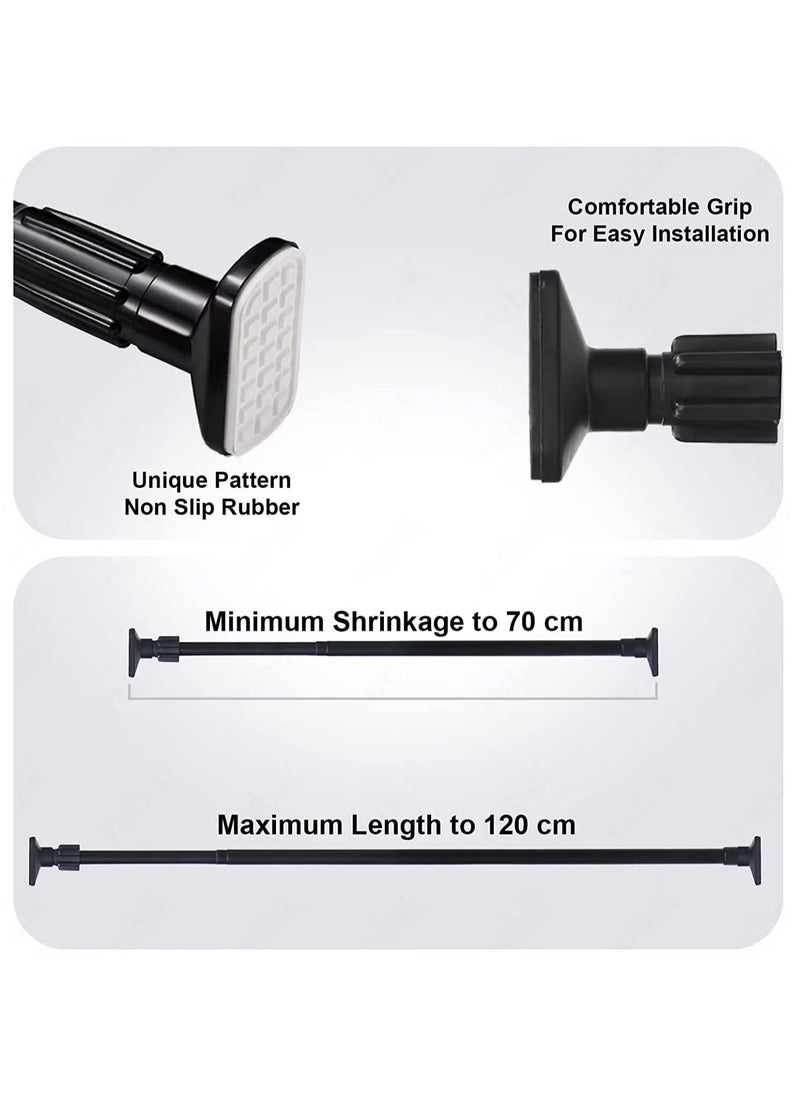 MHD Shower Curtain Rod Adjustable Width 140-260cm, Tube Diameter 25mm, Extendable Telescopic Length, No Drilling Type Suitable For Bathroom Shower Bathtub Cabinets (Black, 140cm To 260cm)  - Image 2