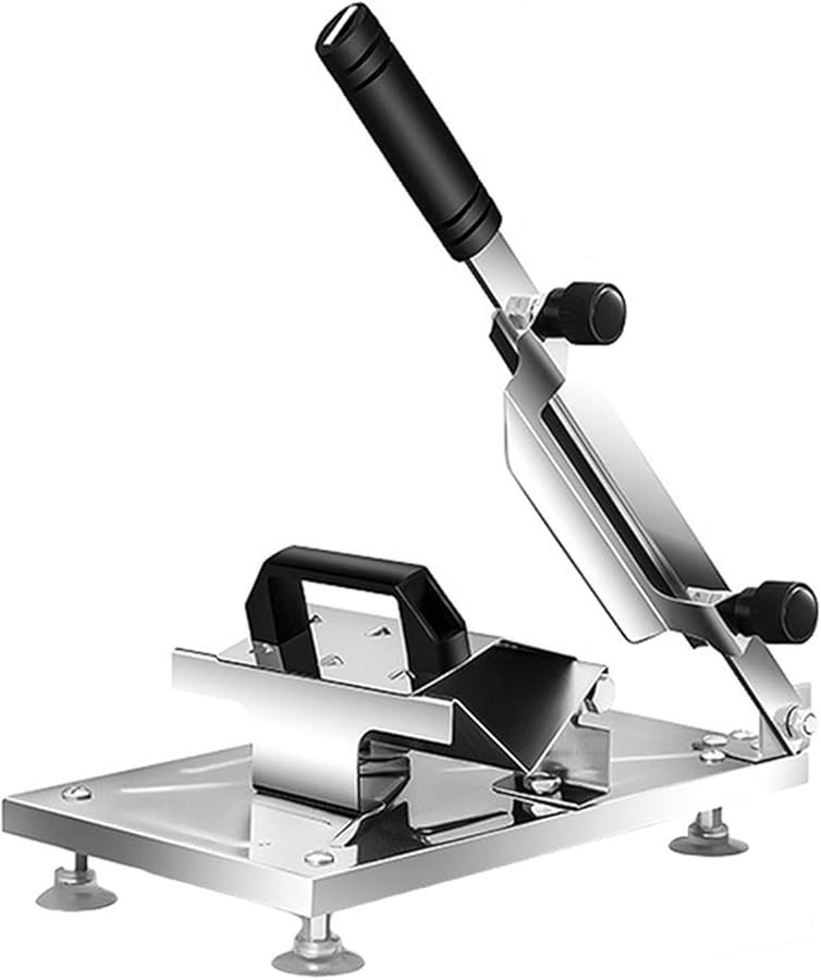 Stainless Steel Manual Meat Slicer Adjustable Thickness 0 25mm to 8mm with Non Slip Suction Cups - Image 1