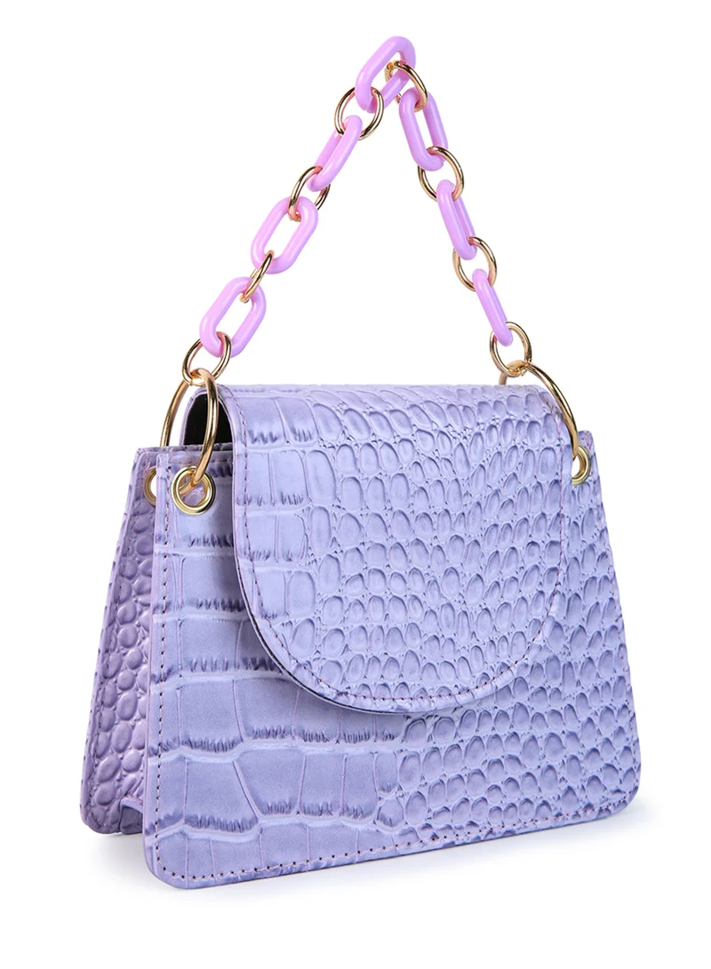 London Rag Lavender Croc Pattern Crossbody Sling Bag