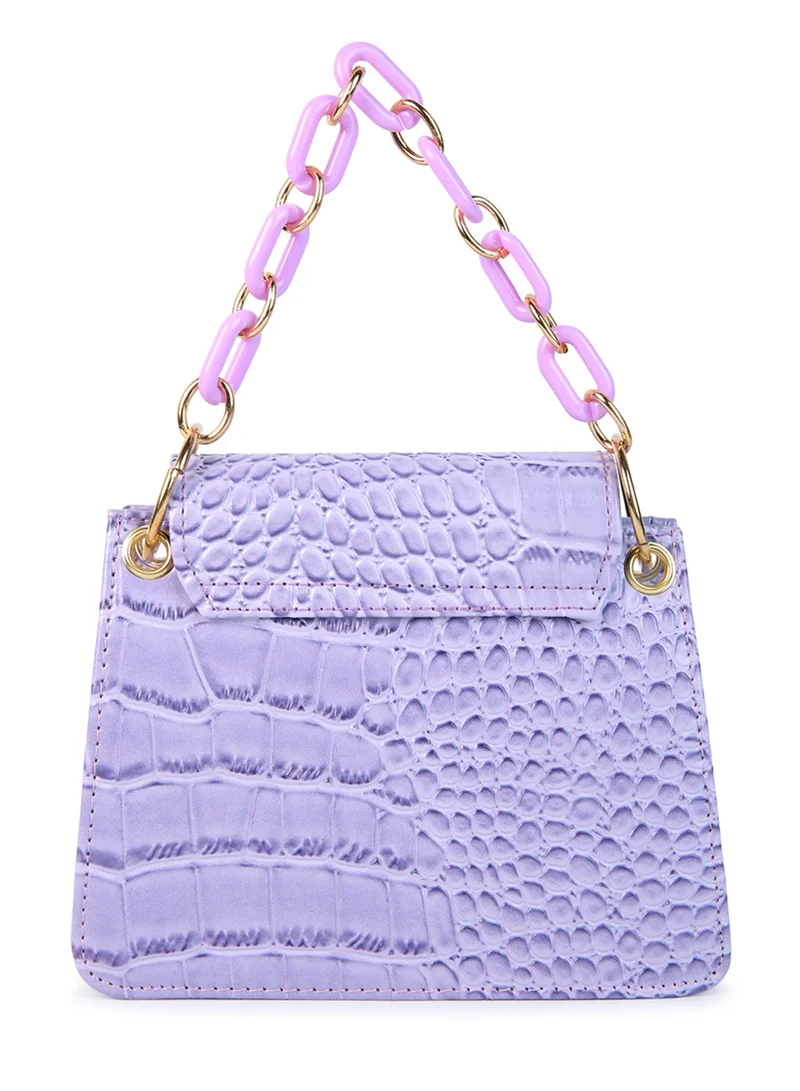 London Rag Lavender Croc Pattern Crossbody Sling Bag