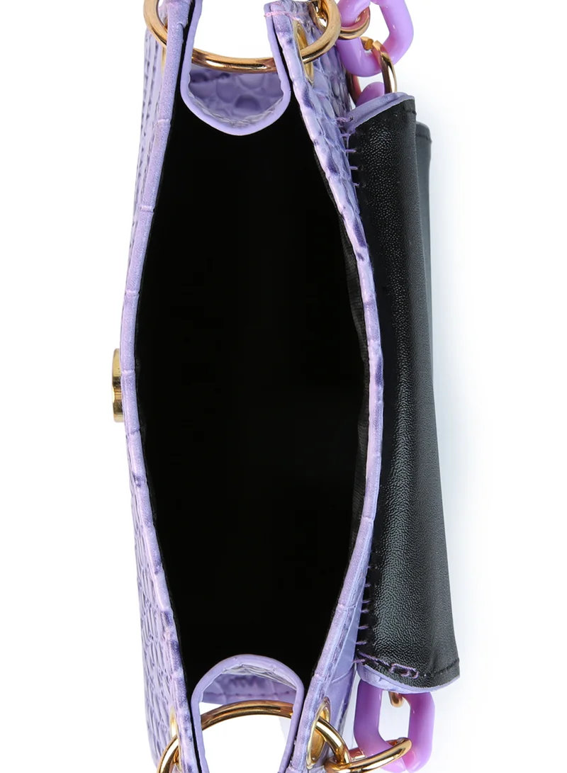 London Rag Lavender Croc Pattern Crossbody Sling Bag