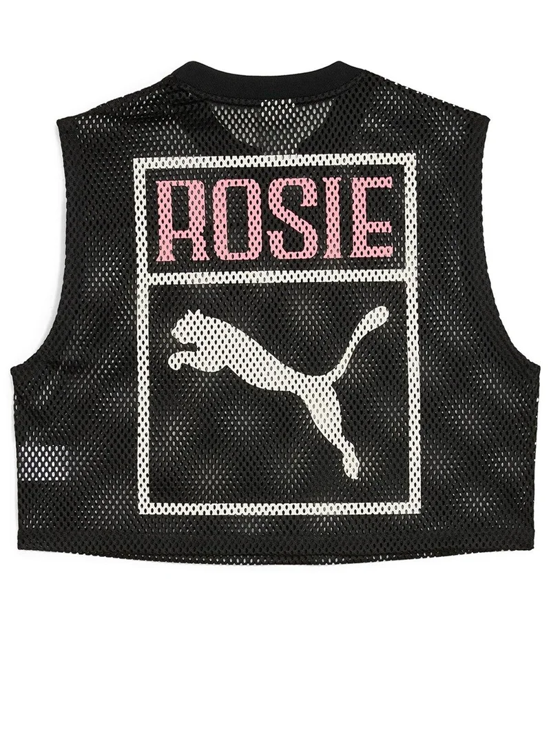 بوما بلوزة شبكية مريحة باللون الوردي