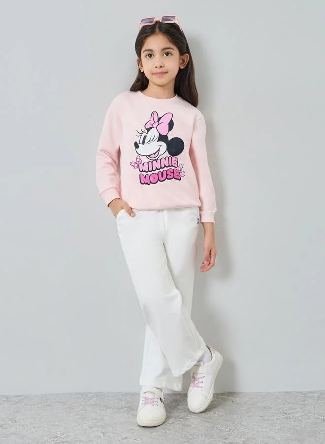 Styli Girls Cream Cotton Wide Leg Joggers