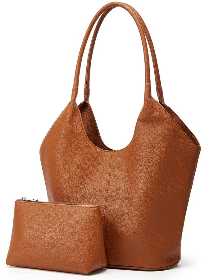 EMGILL Hobo Purses for Women Vegan Leather Shoulder Bag Slouchy Bucket Purse Top Handle Simple Tote Work Handbag Casual - Image 1
