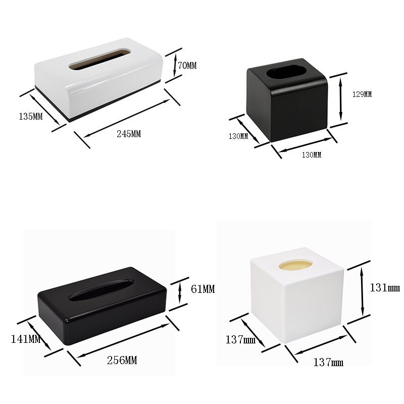 Whole plastic tissue box hotel supplies desktop roll paper tube black white square hand box household tissue box(Z204 Black) - Image 3