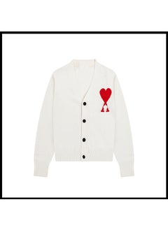 Trendy Brand Love Knit Cardigan Oversized V-Neck Sweater White [a28 cotton yarn style]