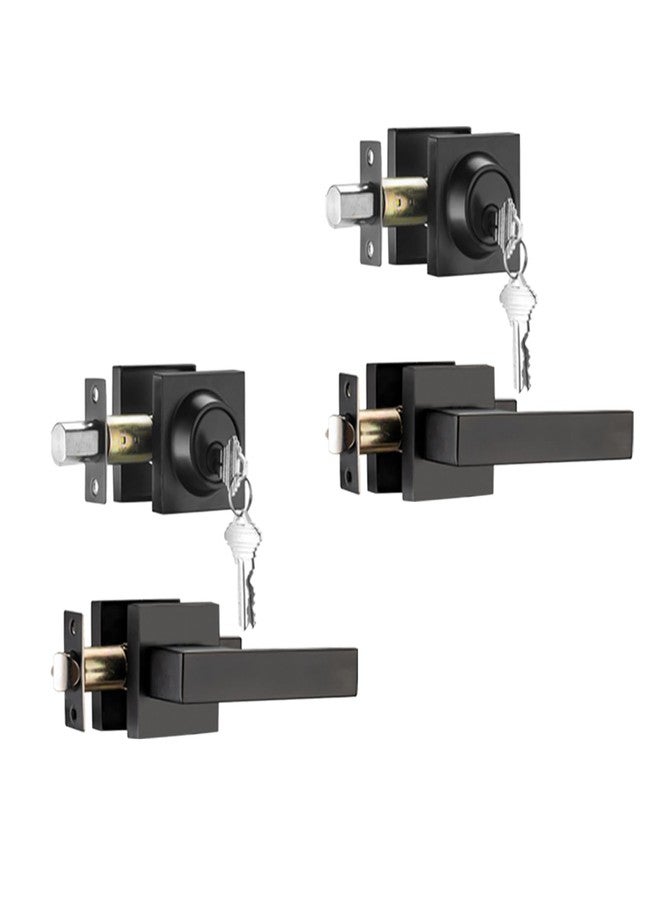 NCSEN 2 Pack Front Door Locksets with Deadbolt, Black Door Handles, Combination Door Lock, Exterior Door Lever (Matte Black)… - Image 1