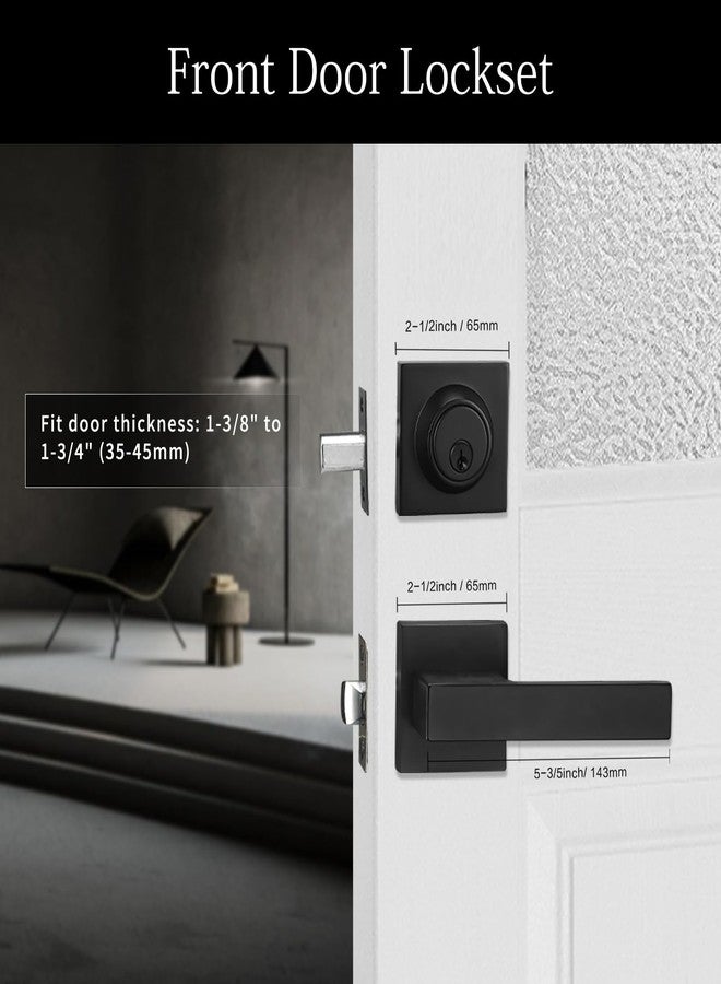 NCSEN 2 Pack Front Door Locksets with Deadbolt, Black Door Handles, Combination Door Lock, Exterior Door Lever (Matte Black)… - Image 3