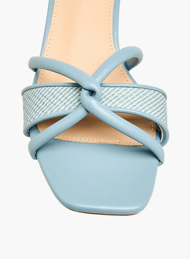 Flora Bella By Shoexpress BLUE Flora Bella Women Knotted Strap Flared Heel Sandals for Women | Best Price UAE