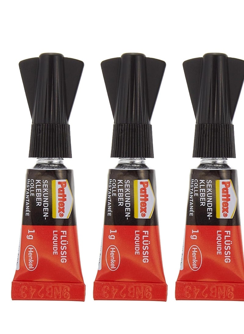Pattex - Super Glue Mini Dose,Strong All Purpose Adhesive for Repairs,Easy to Use Instant Super Glue, 1g, Pack of 3 - Image 1