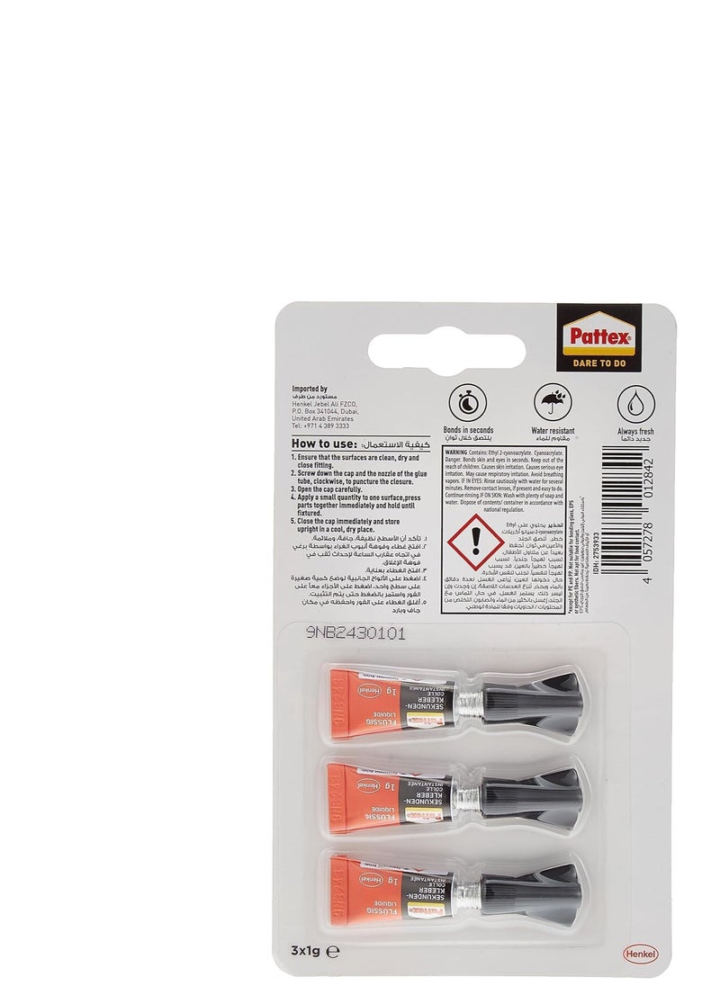 Pattex - Super Glue Mini Dose,Strong All Purpose Adhesive for Repairs,Easy to Use Instant Super Glue, 1g, Pack of 3 - Image 1