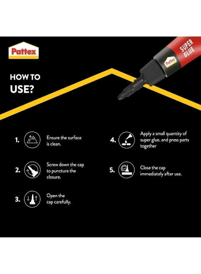 Pattex Super Glue Mini Dose,Strong All Purpose Adhesive for Repairs,Easy to Use Instant Super Glue, 1g, Pack of 3 - Image 3