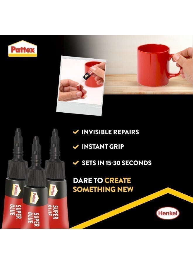 Pattex Super Glue Mini Dose,Strong All Purpose Adhesive for Repairs,Easy to Use Instant Super Glue, 1g, Pack of 3 - Image 2