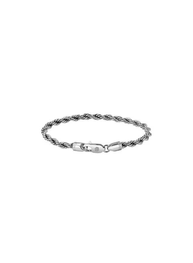 BOSS Silver Tone Steel Rope Style Chain Bracelet