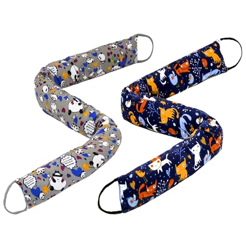 SANFERGE Weighted Door Draft Stopper, 2 Pack 36 Inch Under Door Blocker, Bottom of Door Window Air Noise Light Gap Filler, Saving Energy Cartoon Print Canvas Cotton 2.5Lb - Image 1