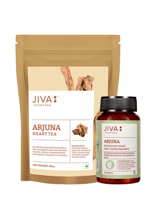 Jiva Arjuna Tablet - 120 & Arjuna Tea- 150 gm | 100% Pure & Natural | Helps To Maintain a Healthy Heart while Helping Keep Diabetes & Cholesterol Level (Combo of 2) - Image 1