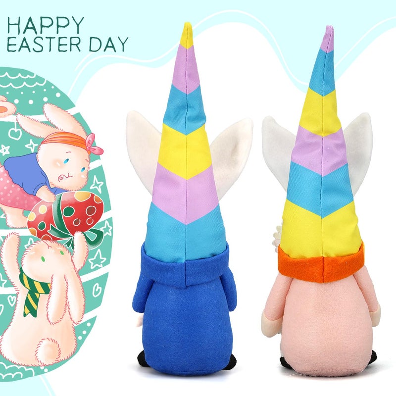 Lovinland Easter Decorations - Bunny Gnomes Decor for Home, Indoor, Tiered Tray, Office, Desk - Spring Rabbit Stuffed Centerpiece Table - Easter Basket Stuffers Essentials for Women - Gnome Gifts - Image 4