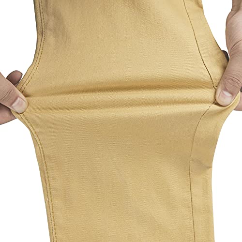 WULFUL Men's Slim Fit Skinny Stretch Comfy Jeans Denim Pants Khaki - Image 3