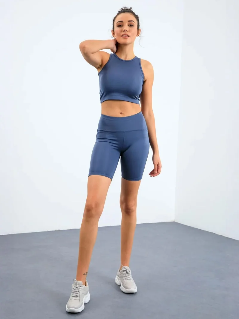 TOMMYLIFE TOMMY Sleeveless Crew Neck Active Set With Cycling Shorts