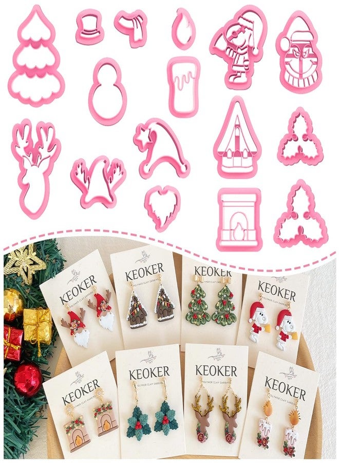 Keoker Christmas Clay Cutters, Christmas Clay Cutters for Polymer Clay Jewelry, 16 Shapes Polymer Clay Cutters Christmas, Polymer Clay Christmas Cutters, Christmas Tree Clay Cutter - Image 1