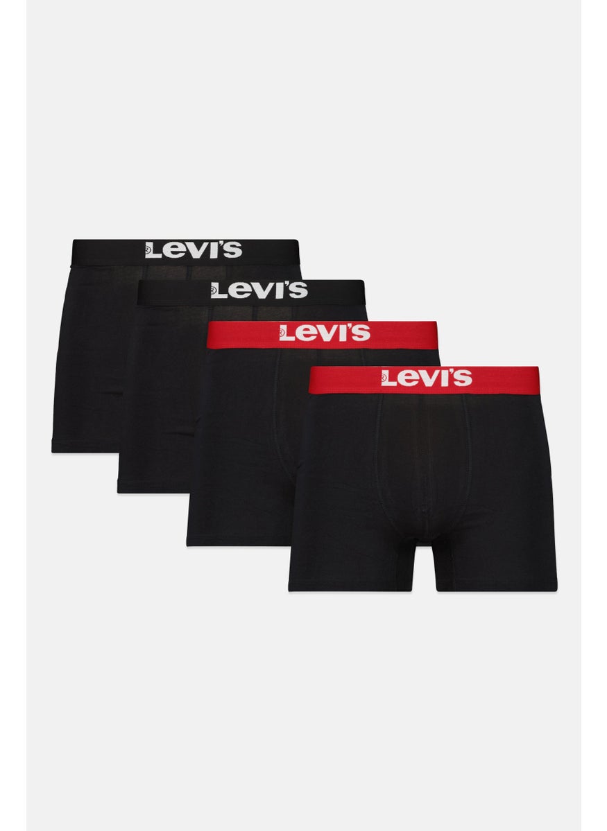 Levi's Men 4 Pcs Brand Logo Boxer Brief, Black  - Image 1