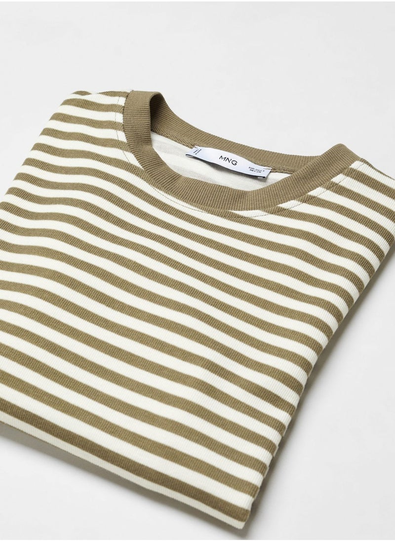 MANGO - Crew Neck Striped T-Shirt - Image 1