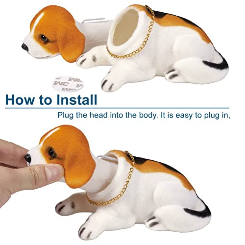 ATMOMO Shaking Head Lucky Dog Bobbing Heads Car Dash Puppy for Car Vehicle Decoration, Beagle (16x9x11cm) - Image 4