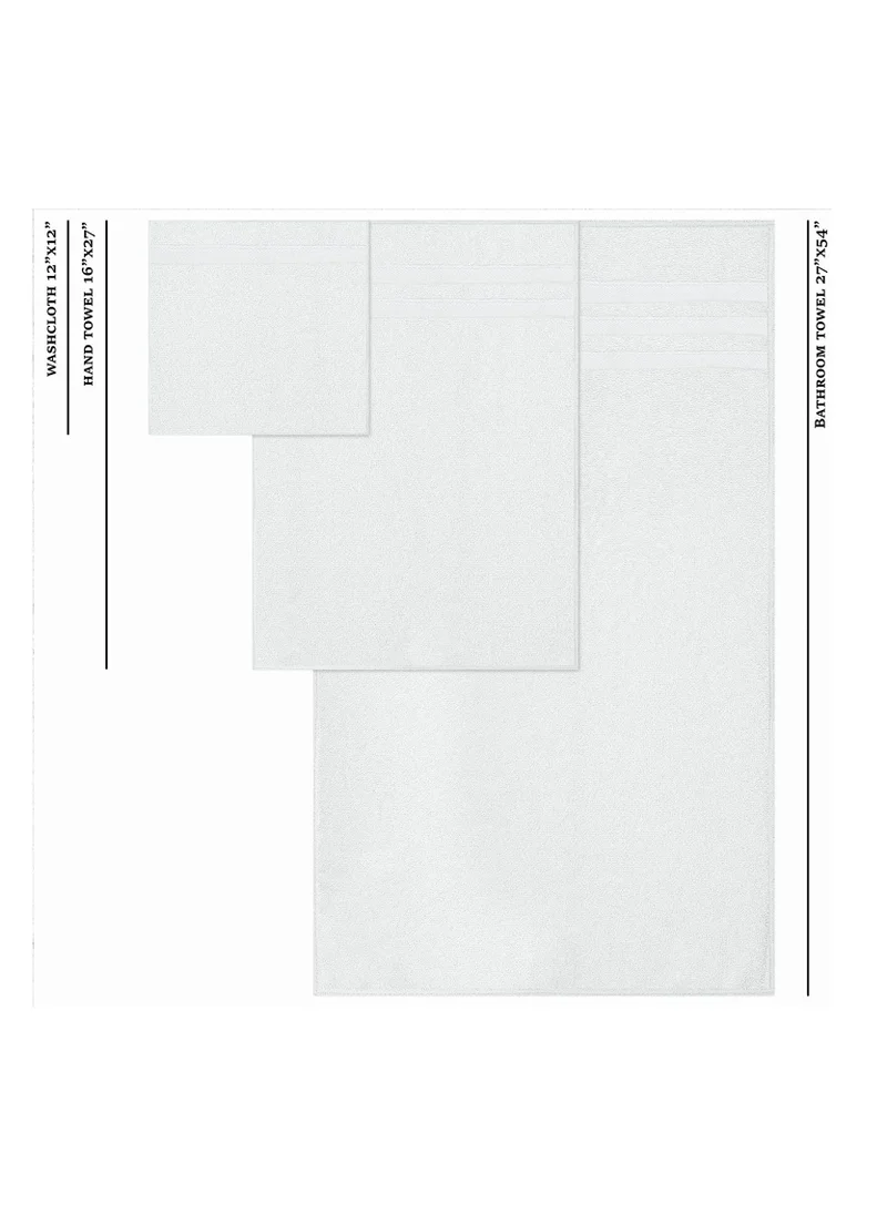 1 تشيس Set of 10 Zofty Bathroom Towel Set - 2 Bath Towels, 2 Hand Towels and 6 Washcloths - Hotel Quality and Spa Towels White 600GSM