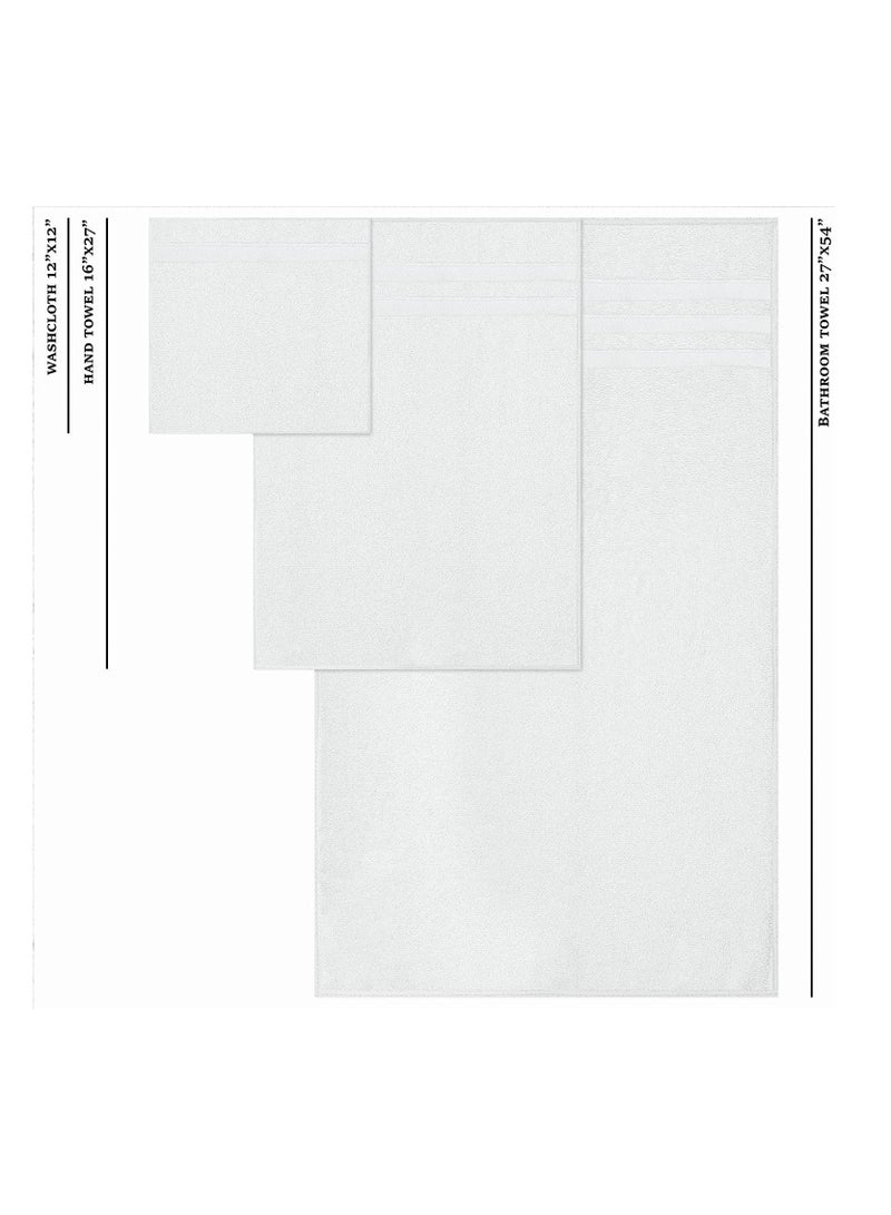 1Chase Set of 10 Zofty Bathroom Towel Set - 2 Bath Towels, 2 Hand Towels and 6 Washcloths - Hotel Quality and Spa Towels White 600GSM - Image 4
