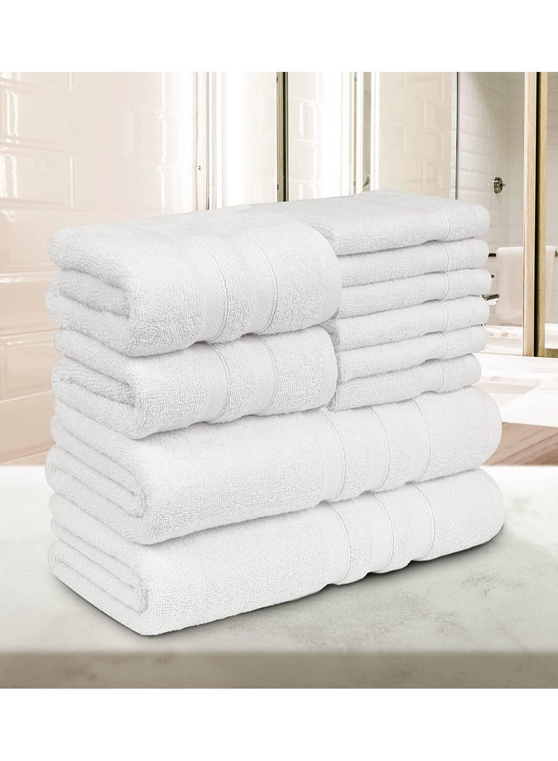 1Chase Set of 10 Zofty Bathroom Towel Set - 2 Bath Towels, 2 Hand Towels and 6 Washcloths - Hotel Quality and Spa Towels White 600GSM - Image 5