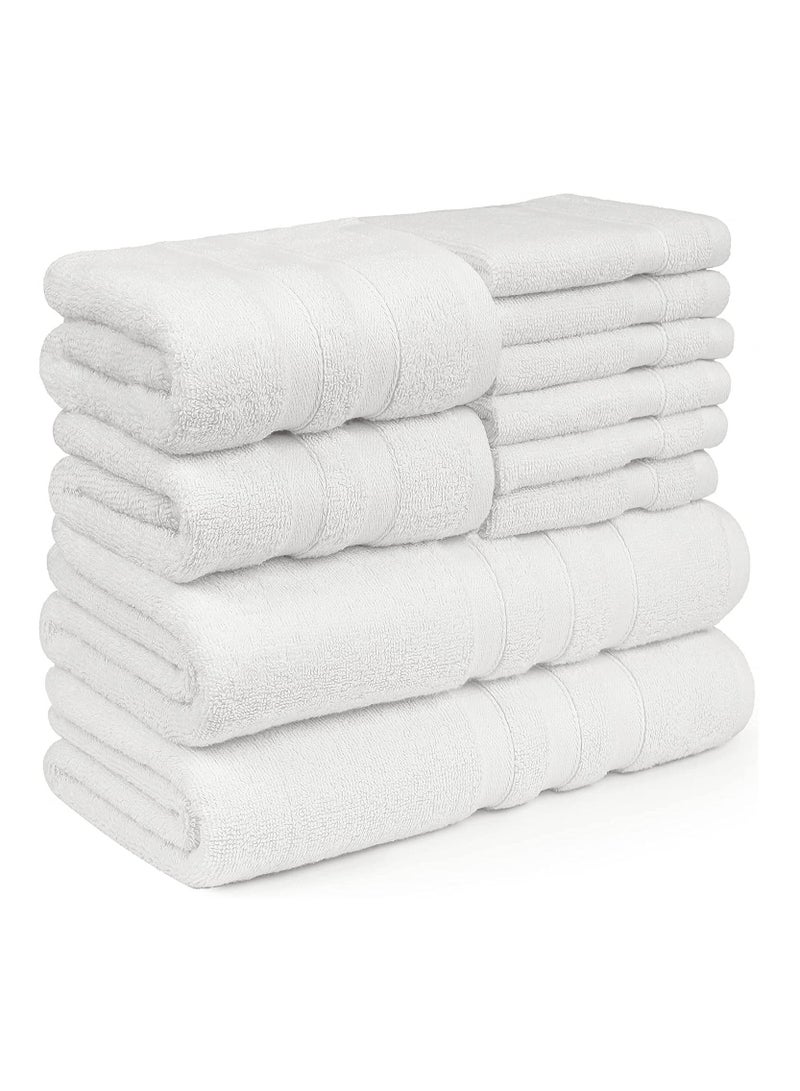 1Chase Set of 10 Zofty Bathroom Towel Set - 2 Bath Towels, 2 Hand Towels and 6 Washcloths - Hotel Quality and Spa Towels White 600GSM - Image 2