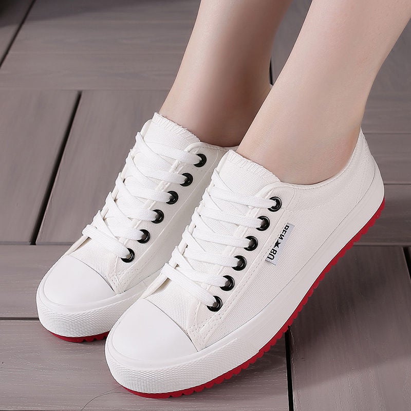 New Womens Canvas Shoes Breathable Fashion Sneakers White (cloth)