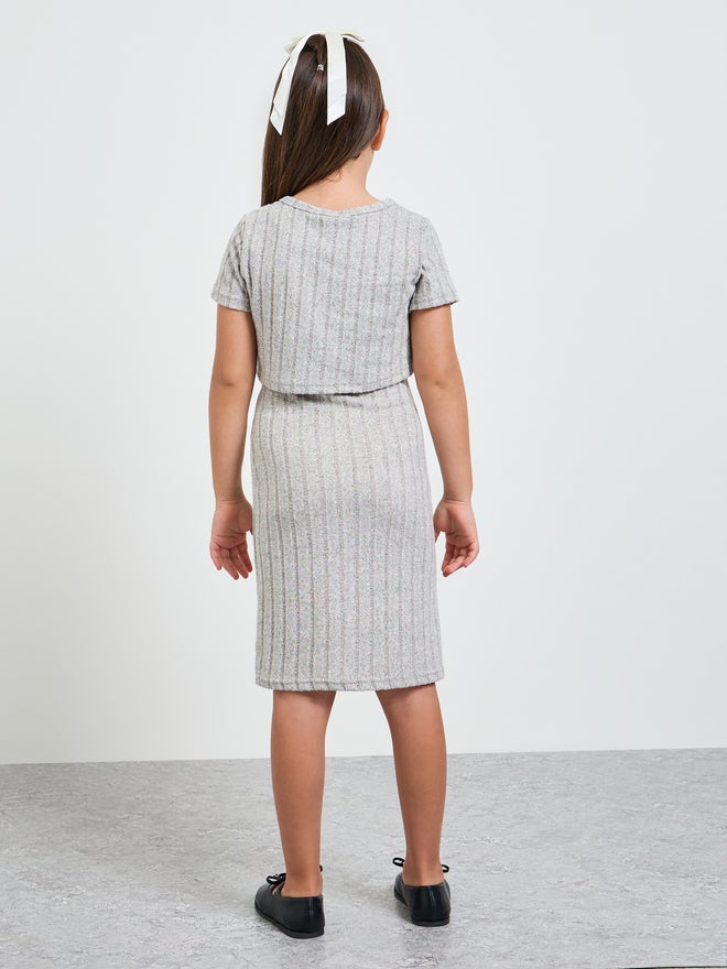 Styli Girls Ribbed Strappy Dress and Cardigan Set - Image 5