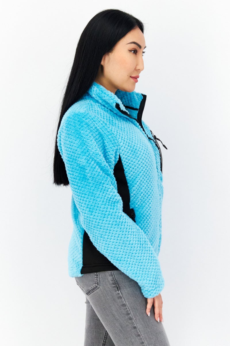 GEOGRAPHICAL NORWAY سويت شيرت نسائي بأكمام طويلة و ياقة عالية، تركواز - Image 3