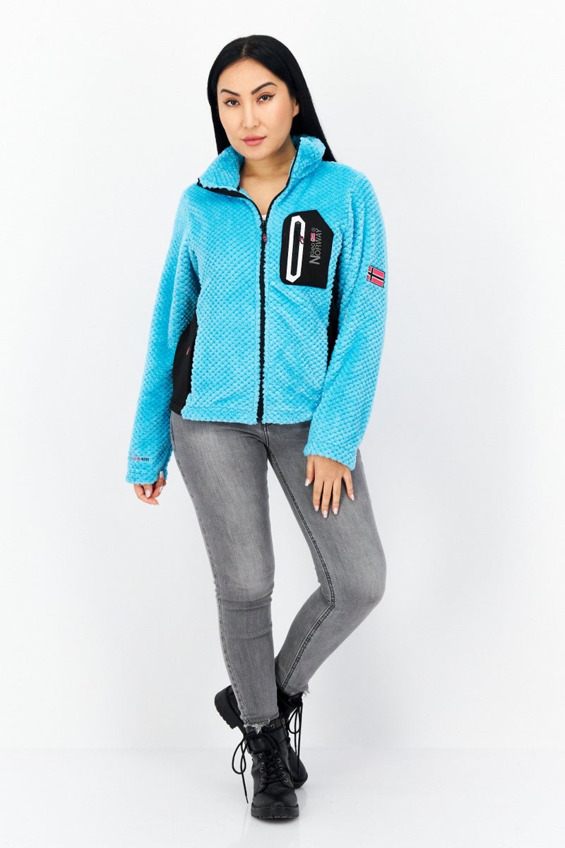 GEOGRAPHICAL NORWAY سويت شيرت نسائي بأكمام طويلة و ياقة عالية، تركواز - Image 4